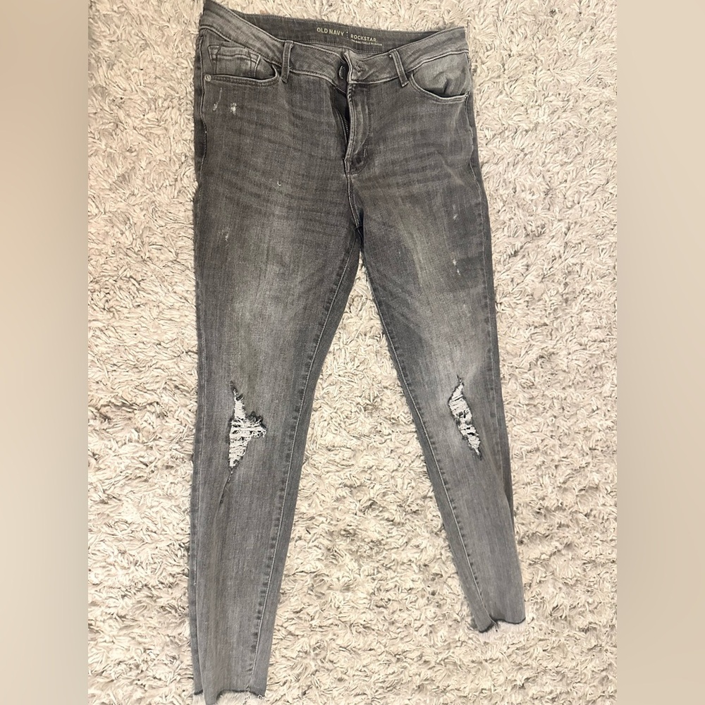 Gray Distressed Women's Jeans